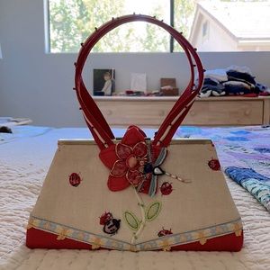 Mary Frances Vintage Flower Ladybug Purse